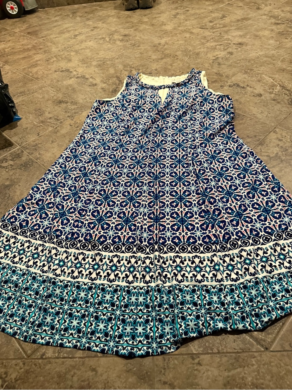 🍌Sleeveless Blue Patterned Women’s Dress
